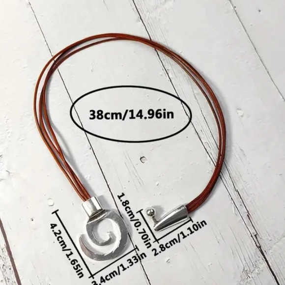 Swirl Vintage Statement Pendant Choker Necklace, Bohemian, Boho, Tribal - Picture 6 of 7